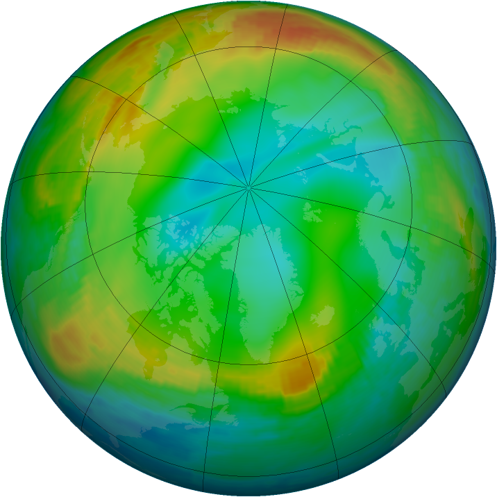 Arctic ozone map for 03 January 2000